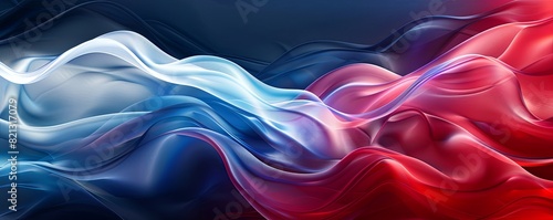 Patriotic wave patterns with flowing lines in red, white, and blue, dynamic and energetic