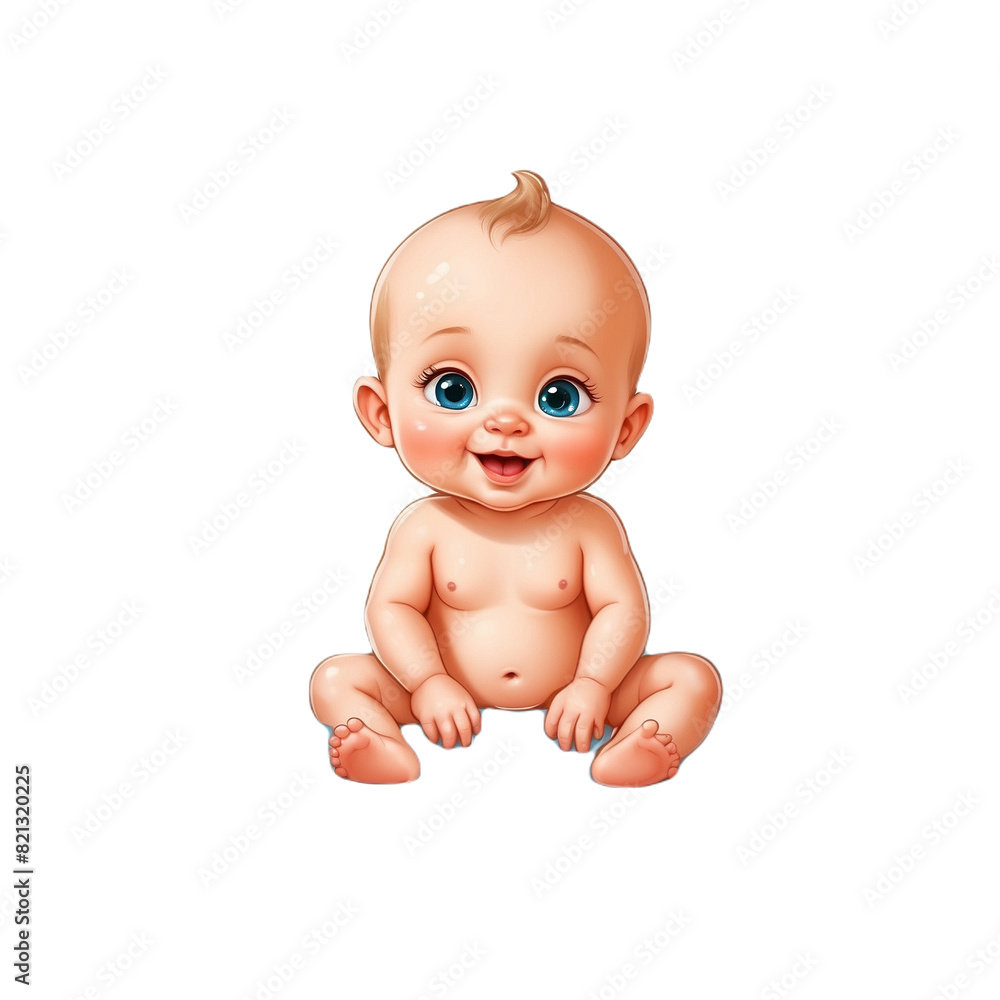a baby with blue eyes sits on a transparent background. a baby with blue eyes sits on a transparent background.