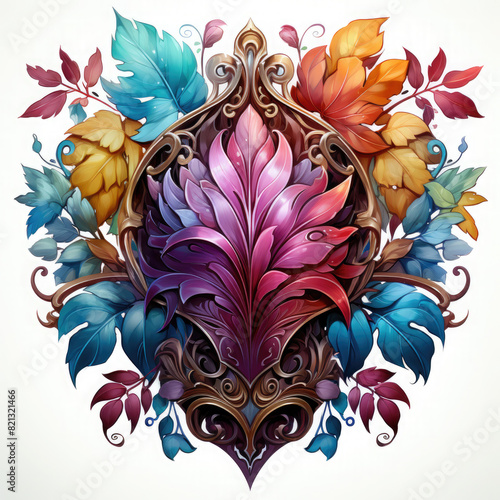 Watercolor Ornamental Shield Illustration  Generative Ai