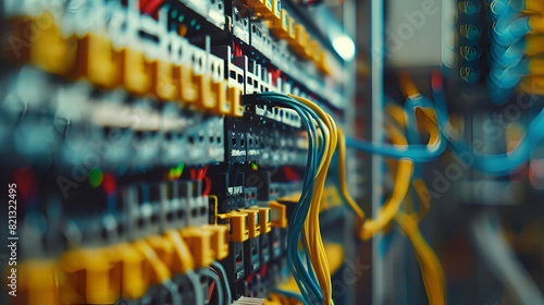 4K slider shot of wires of an programmable logic controller