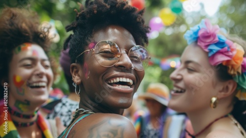 Wallpaper Mural LGBTQ+ community members sharing stories and laughter at a pride festival Torontodigital.ca