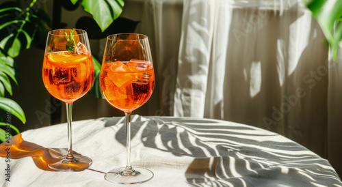 Two Glasses of Wine on Table