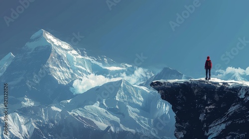 Person Standing on Top of Mountain