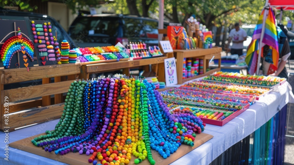 Pride-themed art and crafts displayed at a community fair Stock Photo ...
