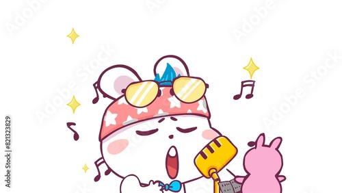 Wallpaper Mural Singing Rabbit Animation - White Background Torontodigital.ca