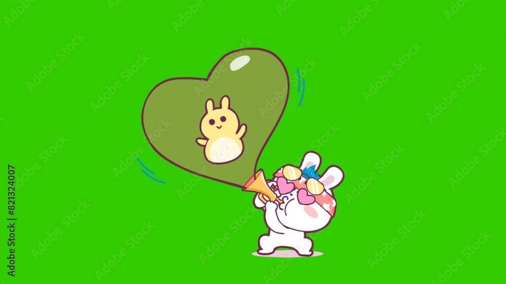 Trumpet-Playing Rabbit Animation - Green Screen Trumpet-Playing Rabbit Animation - Green Screen