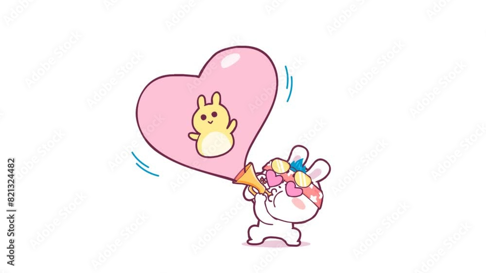 Trumpet-Playing Rabbit Animation - White Background Trumpet-Playing Rabbit Animation - White Background