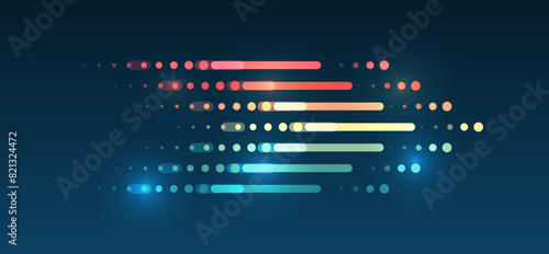 Visualization of sorting a large amount of data. Process of information analysis. Vector illustration, information flow on a dark background.