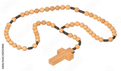 Beautiful and precious rosary isolated over white background.