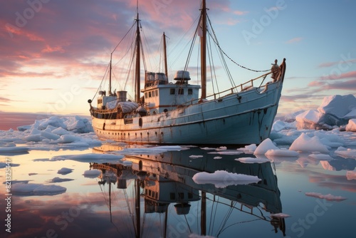 Firefruit advances in frozen waters of the Arctic., generative IA photo