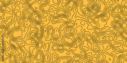 Fluid and dynamic topographic texture made of continuous curving contour lines


