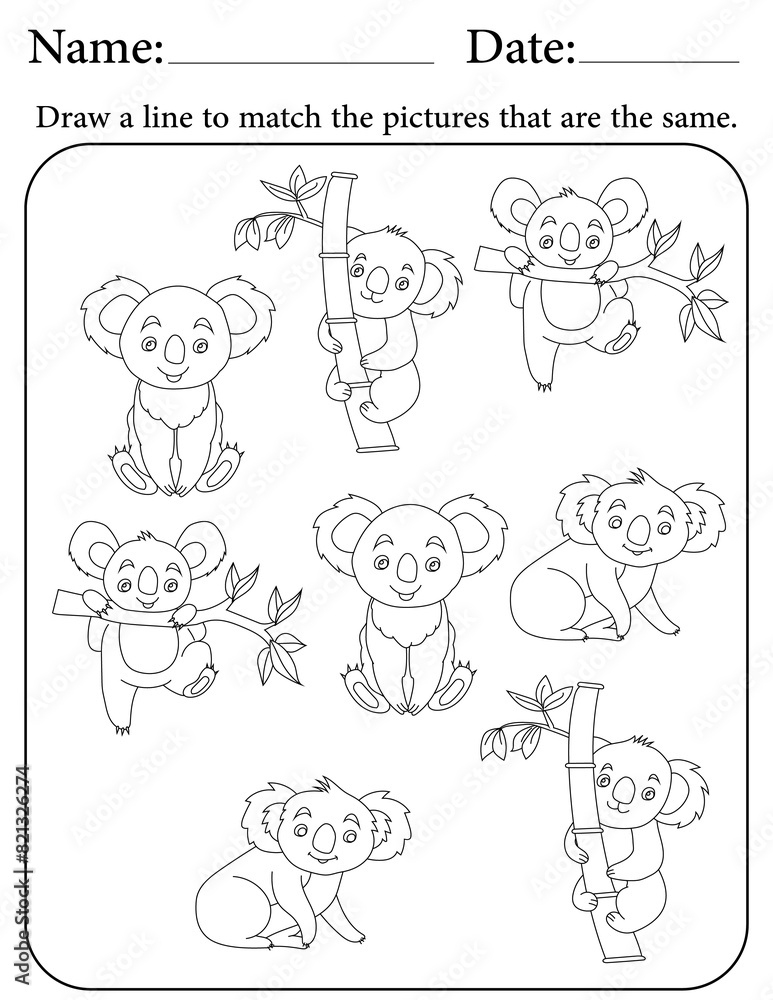 Koala Puzzle. Printable Activity Page for Kids. Educational Resources for School for Kids. Kids Activity Worksheet. Match Similar Shapes Koala Puzzle. Printable Activity Page for Kids. Educational Resources for School for Kids. Kids Activity Worksheet. Match Similar Shapes