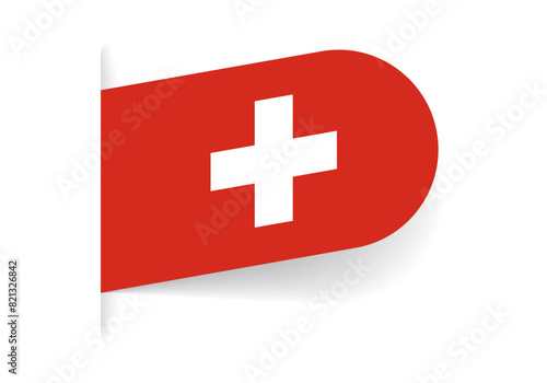 Switzerland flag icon, logo or tag. Swiss national symbol banner. Vector illustration.
