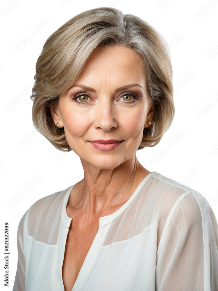 a woman with gray hair and a white dress isolated on transparent background a woman with gray hair and a white dress isolated on transparent background