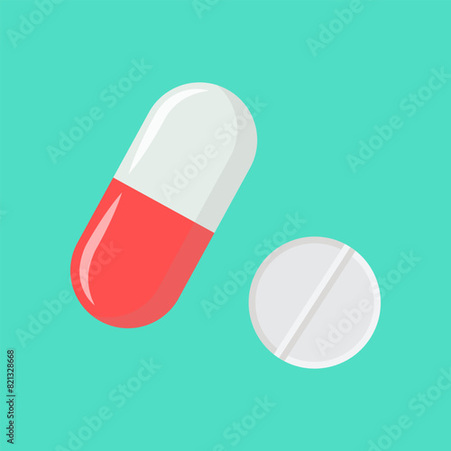 Obraz na płótnie Pill and tablet icon. Pills illustration. Medical and hospital icon w salonie