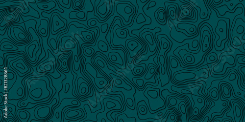 Cyan abstract topographic line map, geographic grid line, paper cut 3D waves modern vector background with shadow.