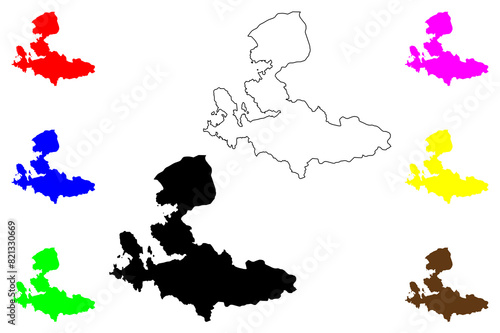 Izmir (Provinces of the Republic of Turkey) map vector illustration, scribble sketch Izmir ili map