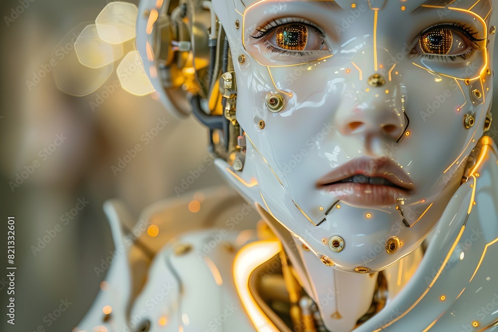 Fototapeta premium Futuristic Robot Female Portrait.