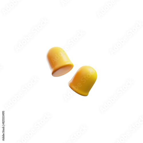 Yellow earplugs, vector illustration, sound absorption.