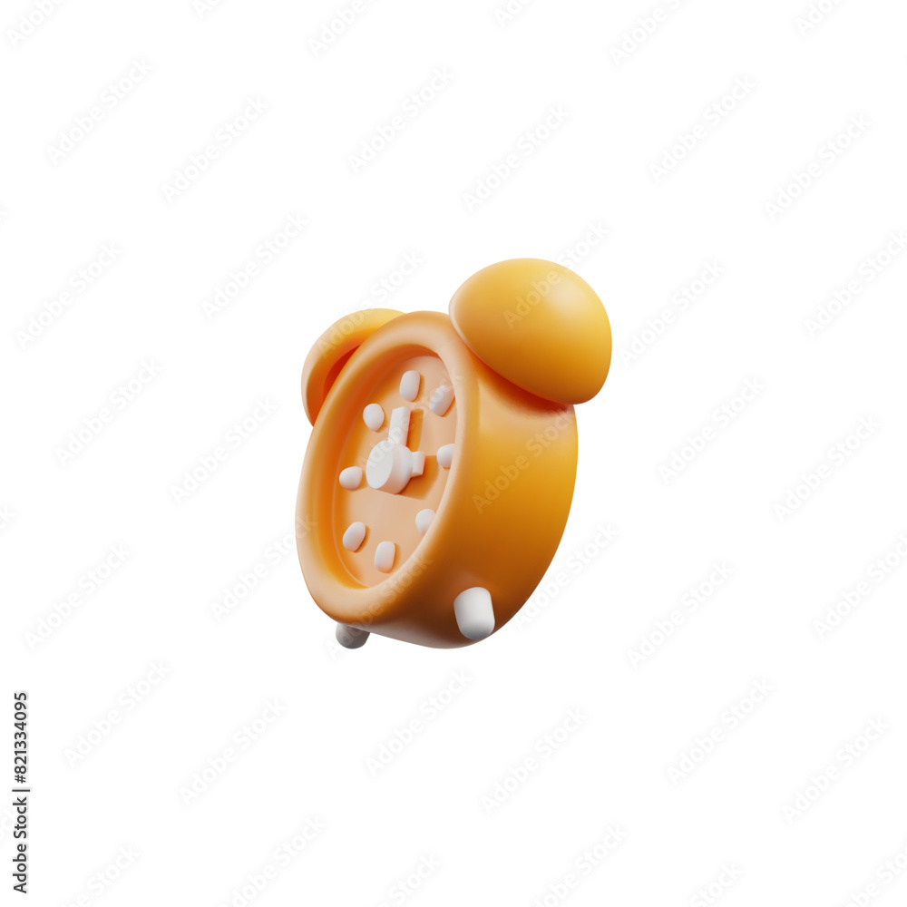 Fototapeta premium Cute 3d cartoon alarm clock on isolated background.