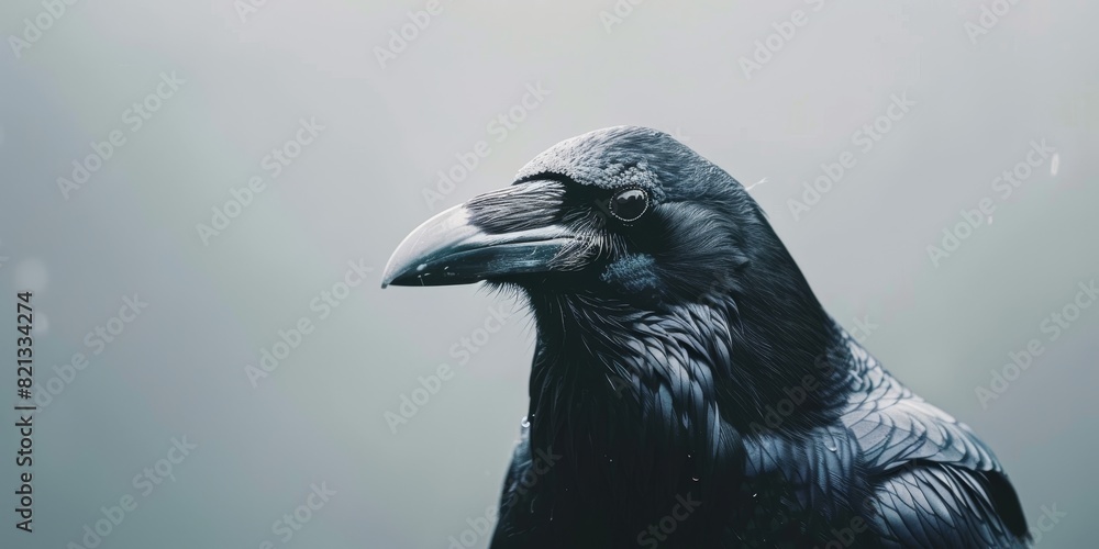 Fototapeta premium A close-up of a raven with a white background
