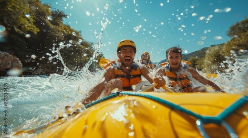 Group of People Riding on the Back of a Raft