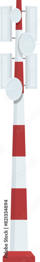 Obraz premium Vector illustration of a red and white cartoonstyle railroad crossing signal, isolated on a white background
