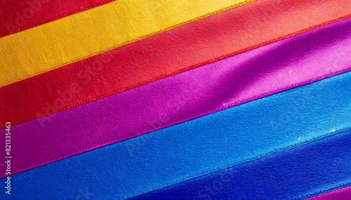macro shot of fabric, textiles, synthetics, raised, shiny flag with bright colors, graphic, background texture close-up, queer lgbtq pride month photo