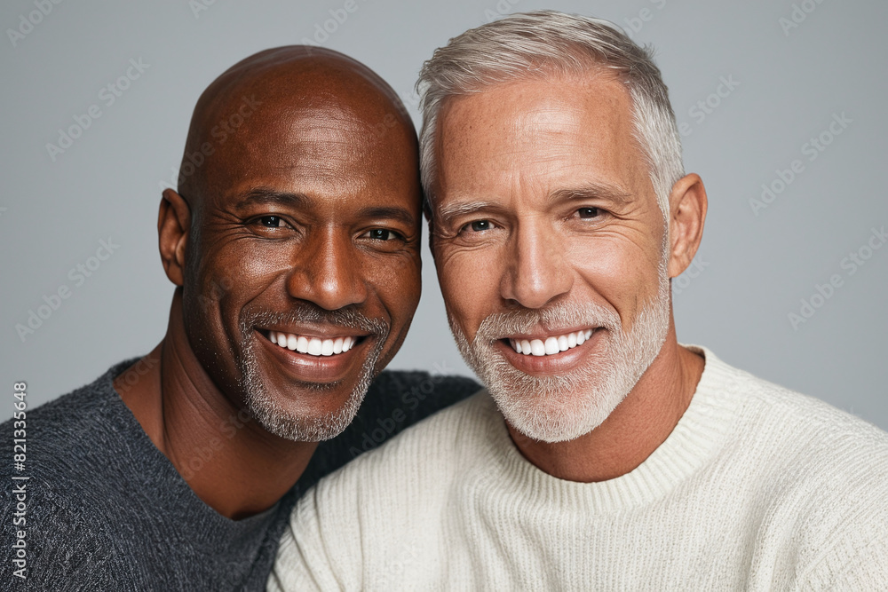 Senior Gay Couple in Studio Photoshoot Embracing Love and Unity Senior Gay Couple in Studio Photoshoot Embracing Love and Unity