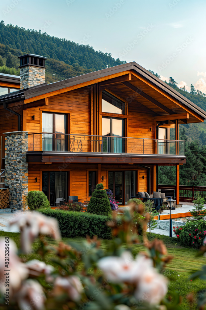 Large two-story house with balcony overlooking the garden Large two-story house with balcony overlooking the garden