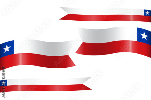 Set of flag ribbon with colors of Chile for independence day celebration decoration