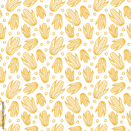 corn line icons seamless pattern