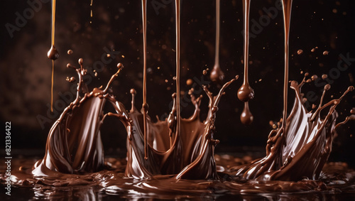 Chocolate. fantasy illustration. Liquid chocolate flows over a beautiful female body. Background photo