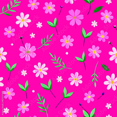 Cute feminine seamless pattern with small wildflowers