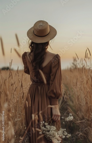 Woman Standing in Wheat Field