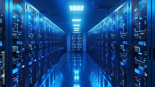 a modern futuristic server room, data center background photo