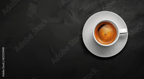 A Cup of Coffee on a Saucer on a Black Table