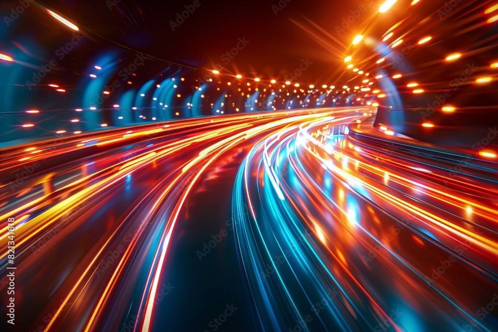 Futuristic Light Trails in Night Cityscape Futuristic Light Trails in Night Cityscape