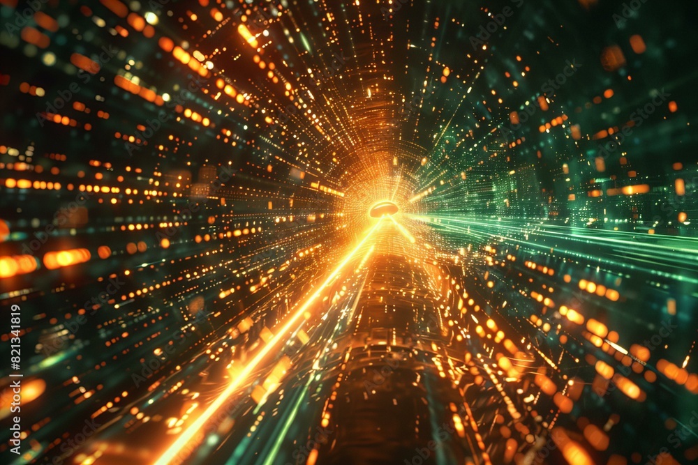 Futuristic Light Tunnel with Energy Particles Futuristic Light Tunnel with Energy Particles