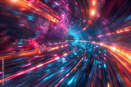 Colorful Abstract Light Tunnel