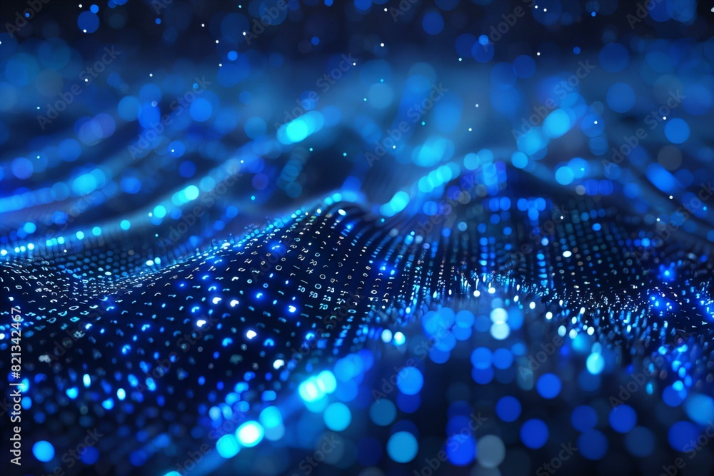 Digital waves of blue binary code Digital waves of blue binary code