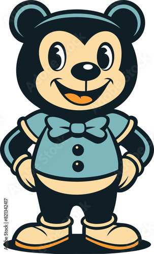 Cool teddy bear  retro style vector illustration   teddy bear cartoon on a white background