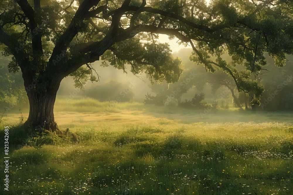 Misty Morning in a Serene Meadow Misty Morning in a Serene Meadow