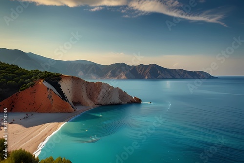 Beach at Lefkada island in Greece. Porto Katsiki beach at Lefkada island in Greece
 photo