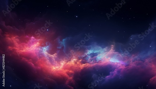 Stunning colorful nebula in deep space with vibrant hues of blue  pink  and orange  set against a backdrop of countless stars and cosmic clouds.