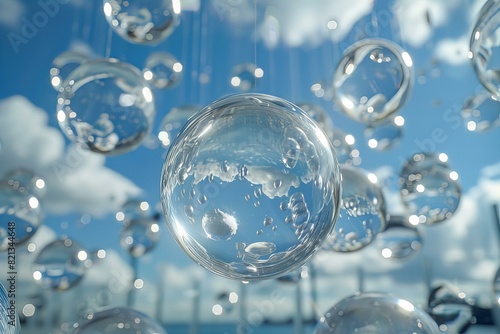 Wallpaper Mural Floating Water Droplets Against Blue Sky and Clouds Torontodigital.ca