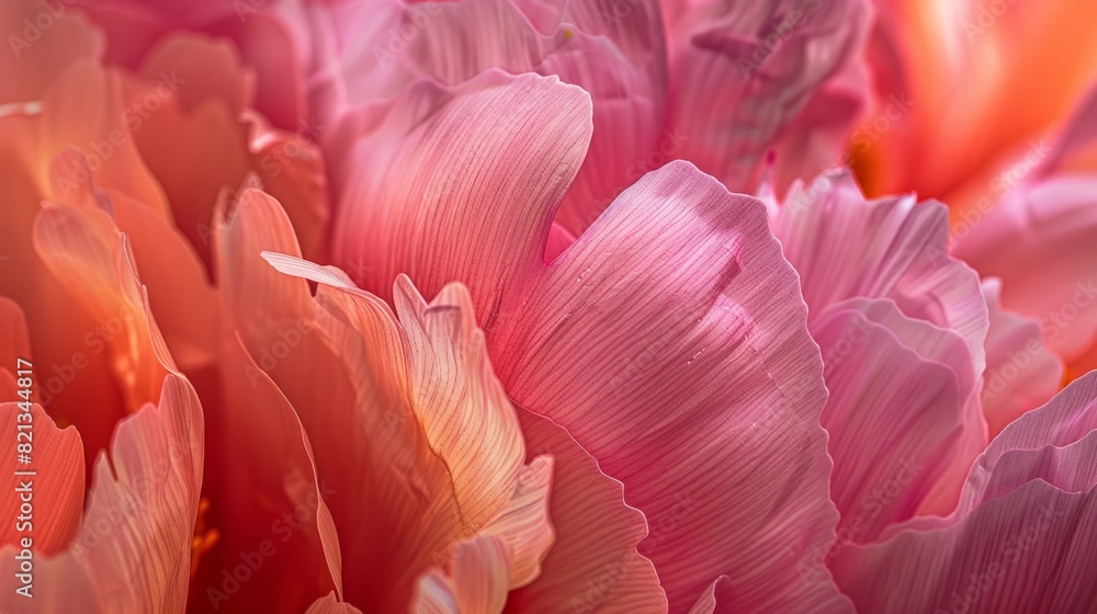 Details of the peony flowers, showing their soft texture and vibrant colors. generative ai Details of the peony flowers, showing their soft texture and vibrant colors. generative ai