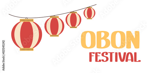 Japan Obon festival. Japanese summer celebration. Vector flat banner.