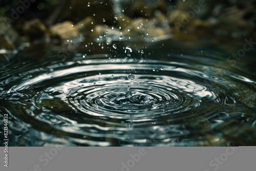 A small drop of water falls into a large body of water