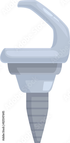 Detailed cartoon image of a single tooth dental implant used for dental surgeries and tooth replacement